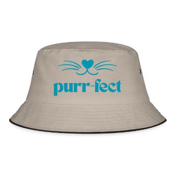 Purr-Fect / Cats T Shirt with Cute Purrs - Bucket Hat - khaki/black - Front