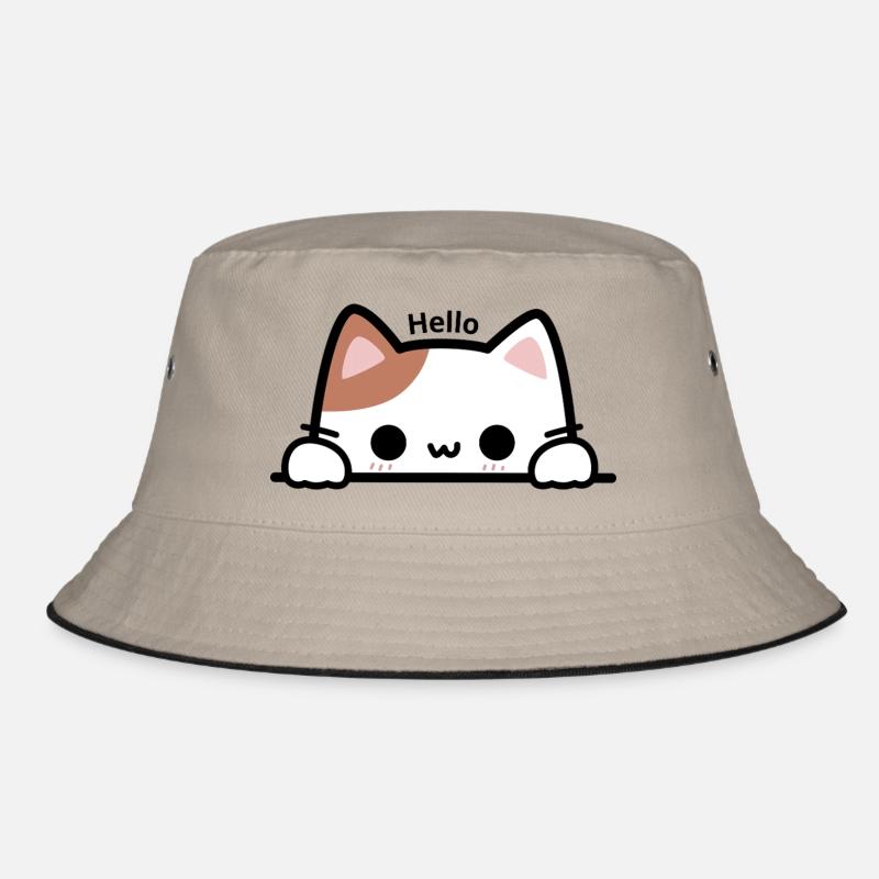 Peekaboo Kätzchen - Bucket Hat - Khaki/Schwarz