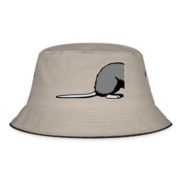 Rat Backside Semi Funny Tail Rodent Animal - Bucket Hat - khaki/black - Front