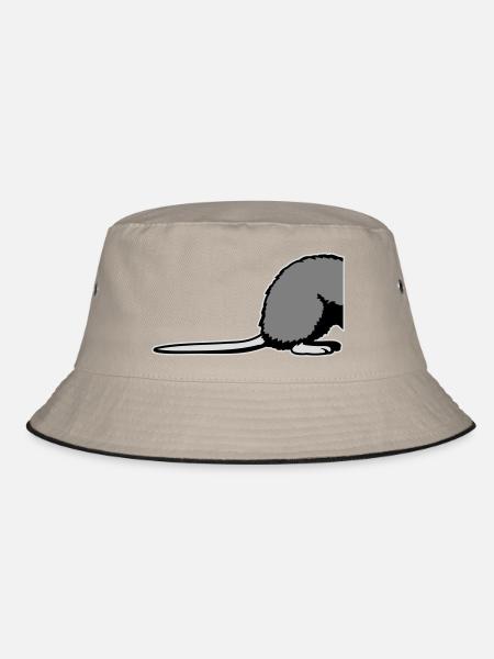 Rat Backside Semi Funny Tail Rodent Animal - Bucket Hat - khaki/black - Front