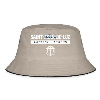 Saint-Jean-de-Luz Frankreich Koordinaten Souvenir - Bucket Hat - Khaki/Schwarz - Vorne