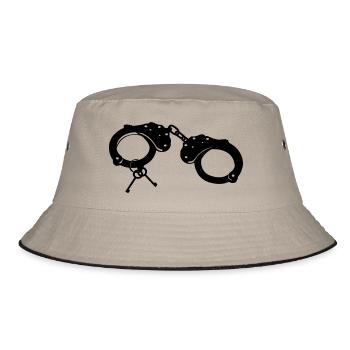 Handschellen - Junggesellenabschied - Bucket Hat - Khaki/Schwarz - Vorne