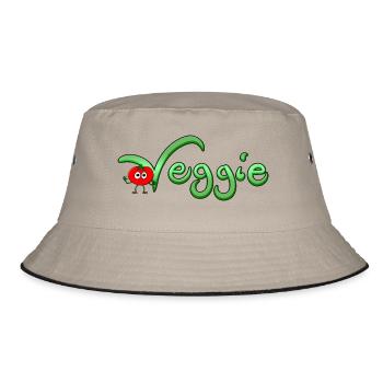 Veggie mit Tomate - Bucket Hat - Khaki/Schwarz - Vorne