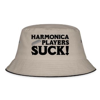 Harmonica Players Suck! - Bucket Hat - khaki/black - Front