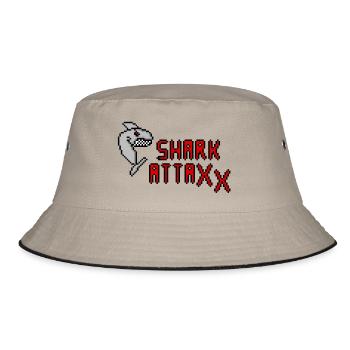 Pixel Shark - Bucket Hat - Khaki/Schwarz - Vorne