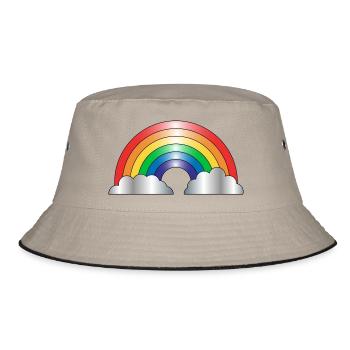 Regenbogen - Bucket Hat - Khaki/Schwarz - Vorne