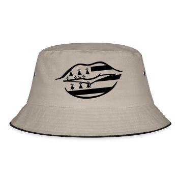 große Küsse Lippen Breton - Bucket Hat - Khaki/Schwarz - Vorne