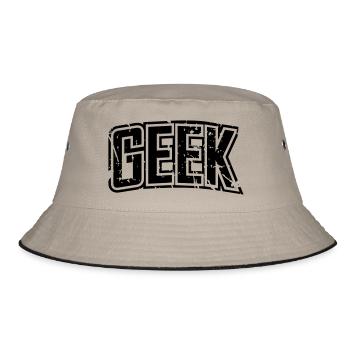 Geek vintage distressed lettering - Bucket Hat - khaki/black - Front