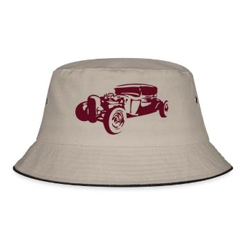 alt Oldtimer als Automobil - Bucket Hat - Khaki/Schwarz - Vorne