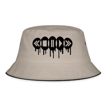Music Player Graffiti Logo - Bucket Hat - Khaki/Schwarz - Vorne