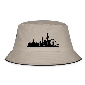 Hannover // Skyline // Silhouette // Skylineshirt - Bucket Hat - Khaki/Schwarz - Vorne
