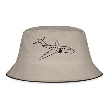 linienflugzeug flugzeug fliegen pilot urlaub reise - Bucket Hat - Khaki/Schwarz - Vorne