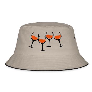 rotwein glaeser anstossen - Bucket Hat - Khaki/Schwarz - Vorne
