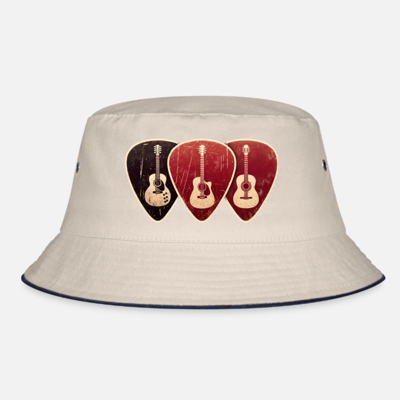Vintage Design Gitarrenplektren Ventilator. Bucket Hat
