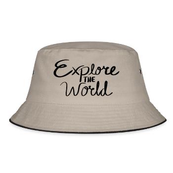 Explore the World - Bucket Hat - Khaki/Schwarz - Vorne