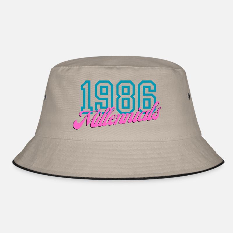 1986 Millennials Retro Numerisches Design - Bucket Hat - Khaki/Schwarz