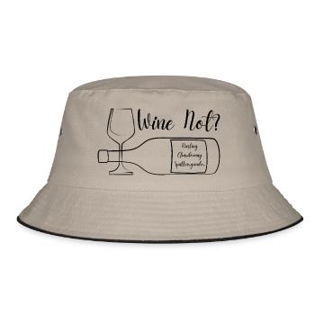 Wine Not ?, Riesling Chardonnay Spätburgunder - Bucket Hat - Khaki/Schwarz - Vorne