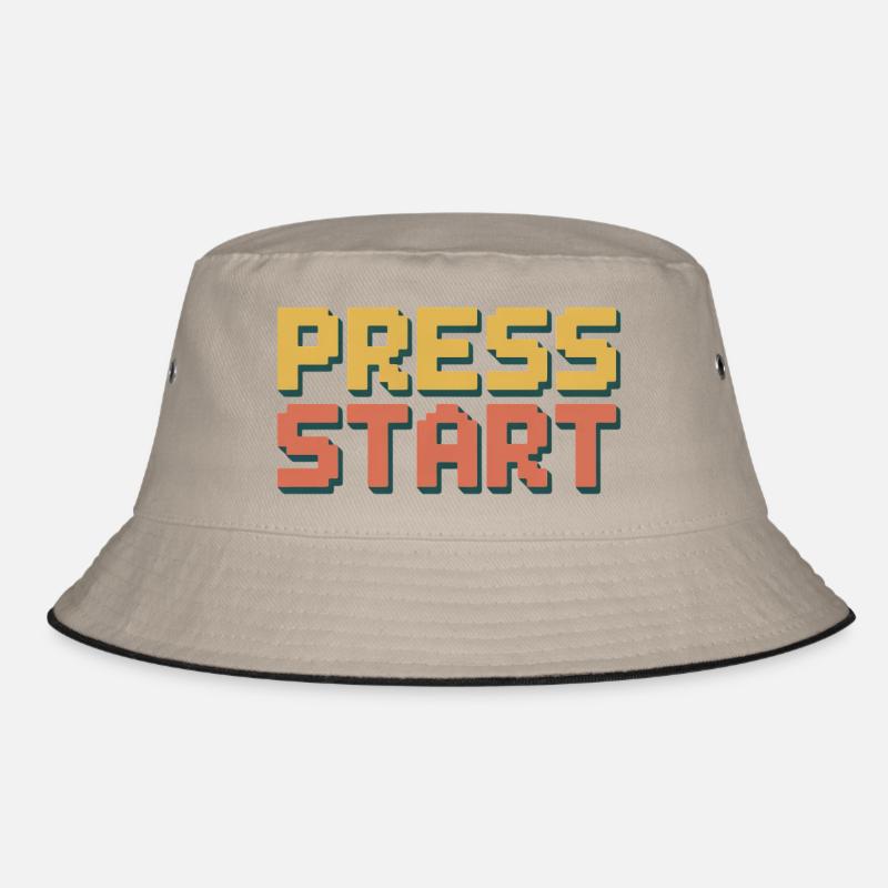 PRESS START Retro Gamer Pixel 8 Bit Arcade Bucket Hat