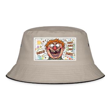 Durst-Karikatur Comicgesicht - Bucket Hat - Khaki/Schwarz - Vorne