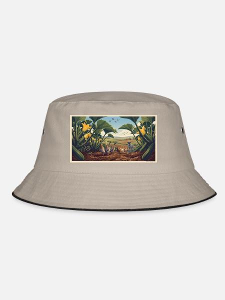 Hofleben Hühner Hund Felder - Bucket Hat - Khaki/Schwarz