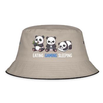 Eating Gaming Sleeping Panda Zocker Gamer - Bucket Hat - Khaki/Schwarz - Vorne
