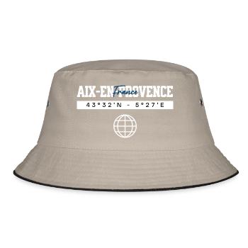 Aix-en-Provence Frankreich Koordinaten Reise - Bucket Hat - Khaki/Schwarz - Vorne