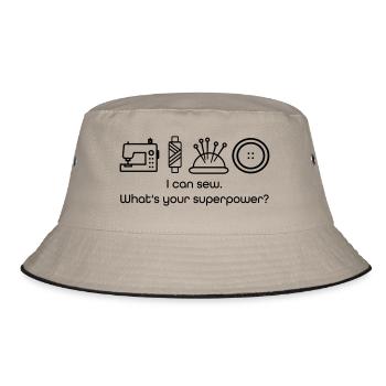 nähen - Bucket Hat - Khaki/Schwarz - Vorne