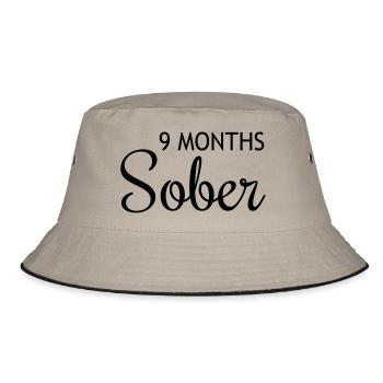 9 Months Sober - Bucket Hat - khaki/black - Front