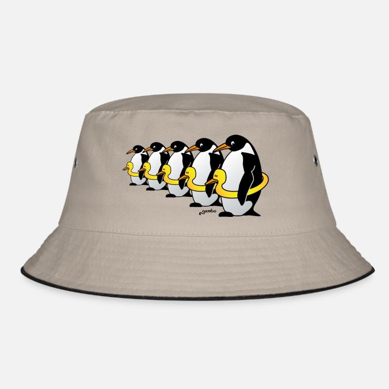 Pinguine mit Quietscheentchen - Bucket Hat - Khaki/Schwarz