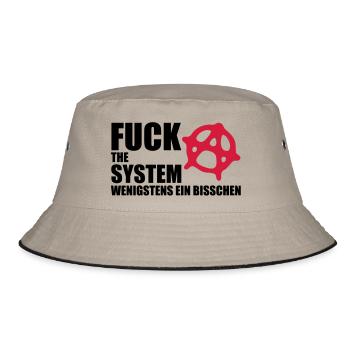 fuck_the_system_2 - Bucket Hat - Khaki/Schwarz - Vorne