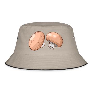 Champignons Egerlinge Angerlinge Pilze - Bucket Hat - Khaki/Schwarz - Vorne