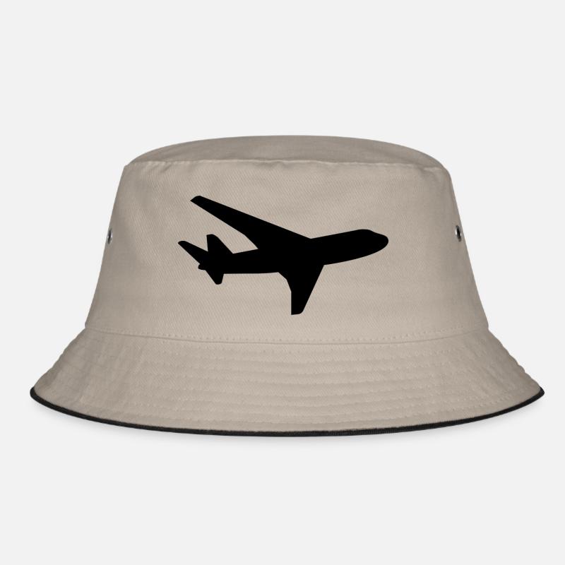 Flugzeug - Bucket Hat - Khaki/Schwarz
