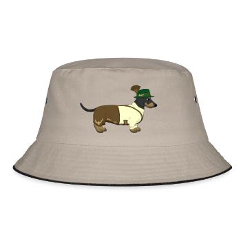 Der bayerische Dackel weißes Hemd - Bucket Hat - Khaki/Schwarz - Vorne