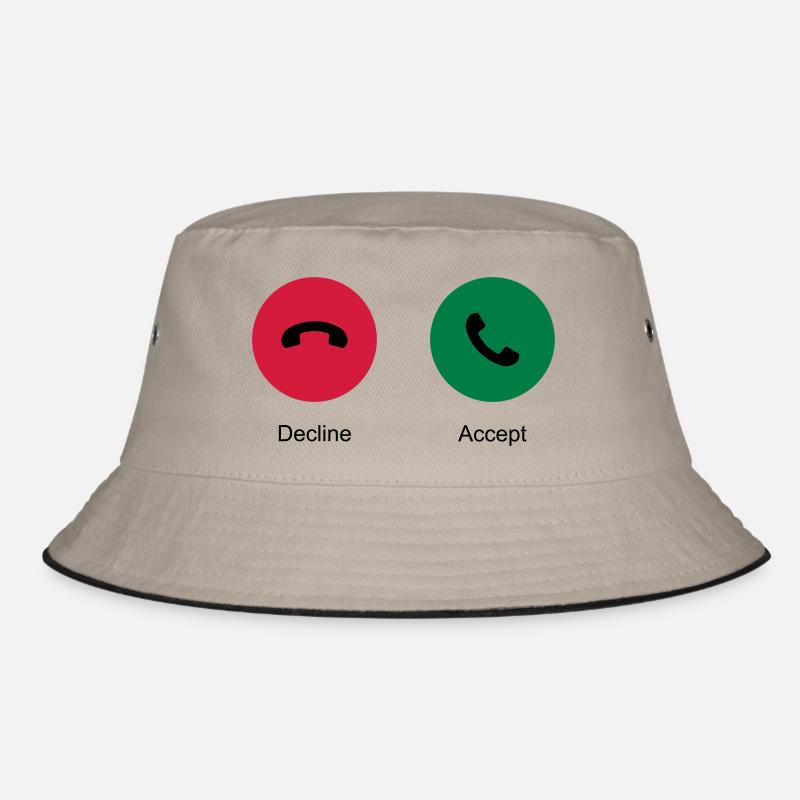 Decline Accept (Phone Call) - Bucket Hat - khaki/black