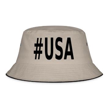 Usa - Bucket Hat - Khaki/Schwarz - Vorne