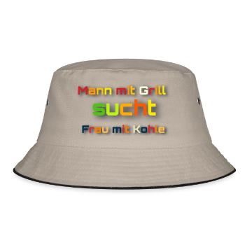 Mann mit Grill - Bucket Hat - Khaki/Schwarz - Vorne
