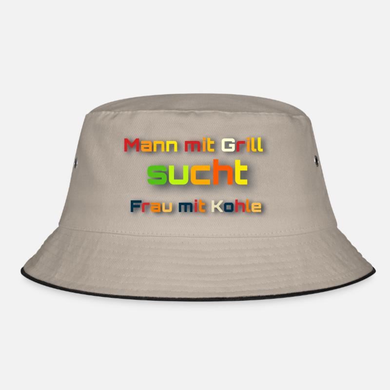 Mann mit Grill - Bucket Hat - Khaki/Schwarz