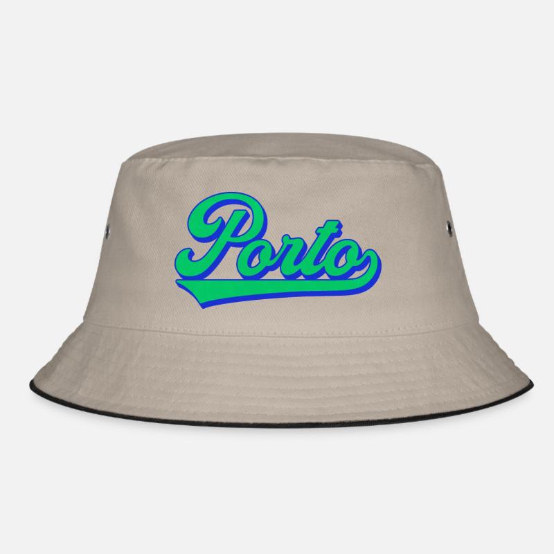 Porto Neon Script Retro - Bucket Hat - Khaki/Schwarz