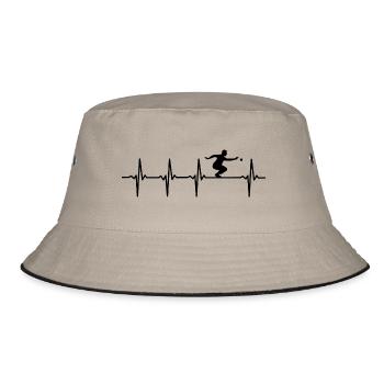 Petanque Boule Herzschlag Boccia Spieler - Bucket Hat - Khaki/Schwarz - Vorne