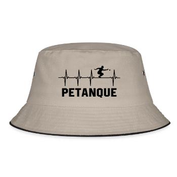Petanque Boule Herzschlag Boccia Spieler - Bucket Hat - Khaki/Schwarz - Vorne