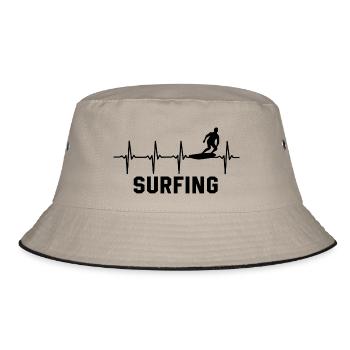 Surf Herzschlag Surfer Surfen - Bucket Hat - Khaki/Schwarz - Vorne