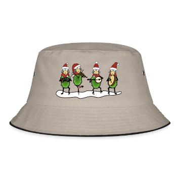 Weihnachten Folk Schafe - Bucket Hat - Khaki/Schwarz - Vorne