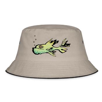 Fisch - Bucket Hat - Khaki/Schwarz - Vorne