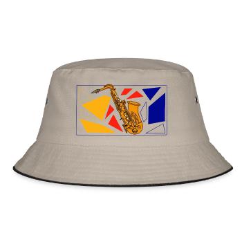 Brass Saxophon Pop Art - Bucket Hat - Khaki/Schwarz - Vorne