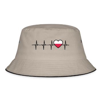Poland Heartbeat Polish Flag Pole - Bucket Hat - khaki/black - Front