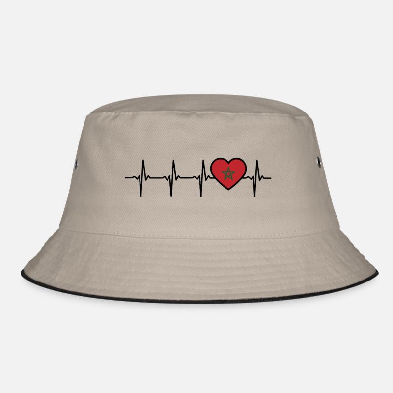 Morocco Heartbeat Flag Moroccan Bucket Hat