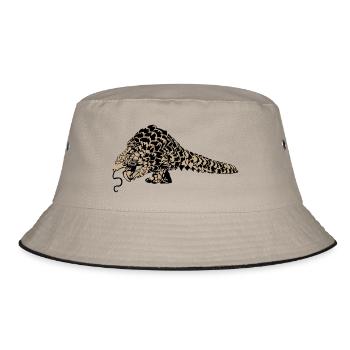 Pangolin Schuppentier farbig - Bucket Hat - Khaki/Schwarz - Vorne