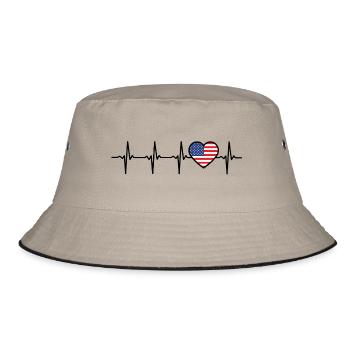 America Heartbeat USA Gift for Americans - Bucket Hat - khaki/black - Front