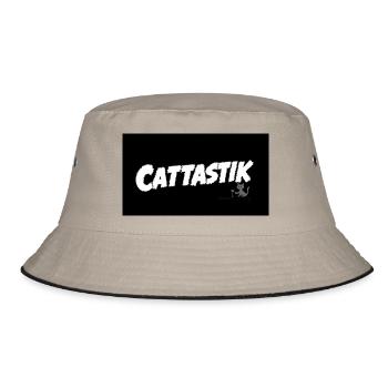 Humorous cat joke with bold writing - Bucket Hat - khaki/black - Front