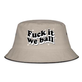 Scheiß drauf, wir sind Ball – Retro Stars White - Bucket Hat - Khaki/Schwarz - Vorne